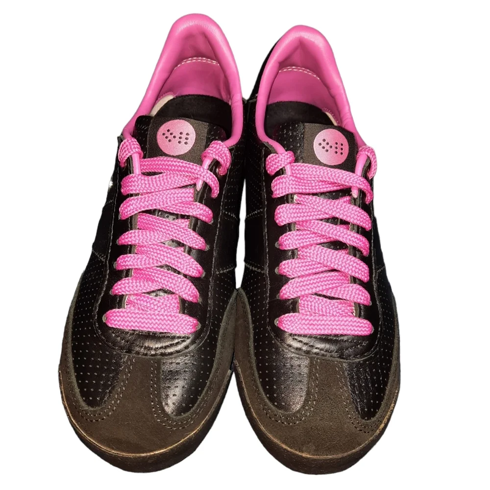 Botas 66 Black/Neon Pink Leather Athletic Sneaker SZ 5